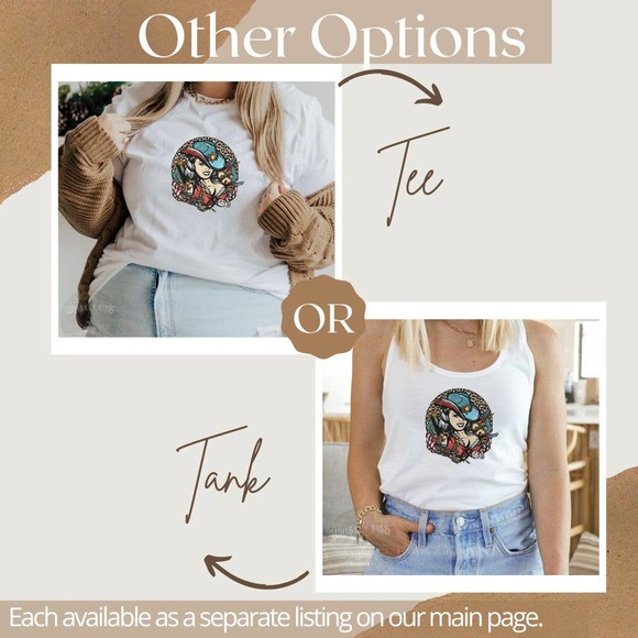 Western Cowgirl Handmade Sublimated Graphic Tank Top - Picture 3 of 8